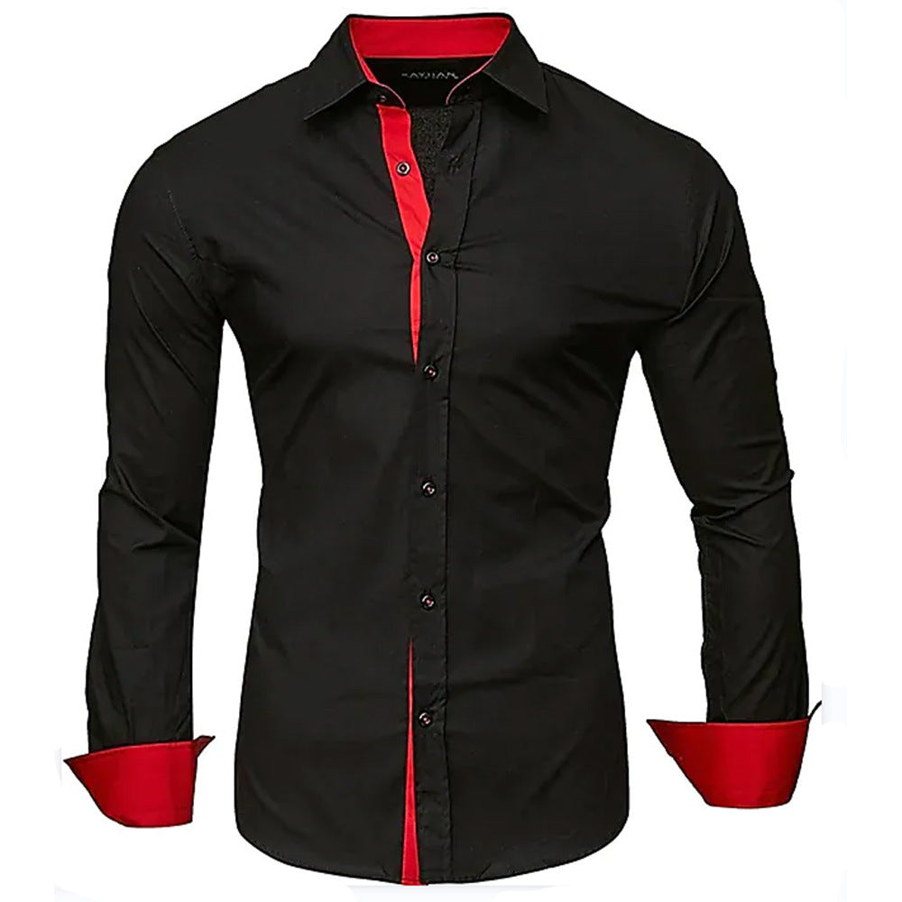 Herren elegantes Langarmhemd mit kontrastierenden Manschetten Echoarchiv