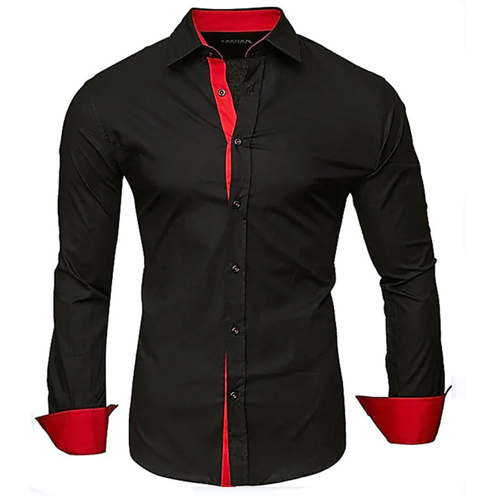 Herren elegantes Langarmhemd mit kontrastierenden Manschetten Echoarchiv
