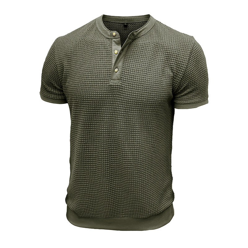 Herren Kurzarm-Henley-Shirt mit strukturiertem Design und edler Knopfleiste Echoarchiv