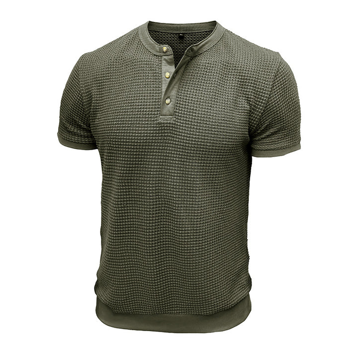Herren Kurzarm-Henley-Shirt mit strukturiertem Design und edler Knopfleiste Echoarchiv