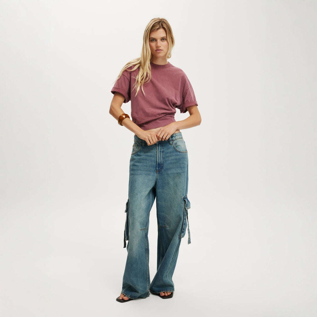Damen lässige Cargo-Jeans im weiten Schnitt mit praktischen Taschen Echo Archiv