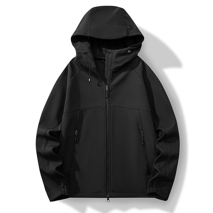 Herren Atmungsaktive Softshell-Hybridjacke mit Kapuze, Fleece-Innenfutter und Zwei-Wege-Reißverschluss Echoarchiv