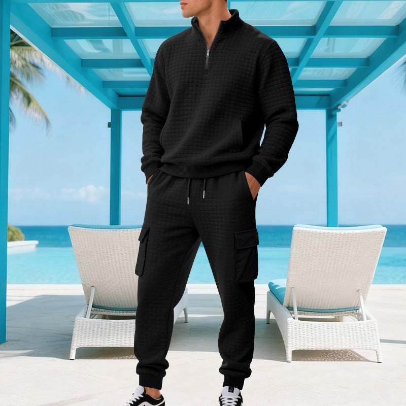 Herren Funkelndes Freizeit-Ensemble mit hohem Kragen und praktischen Taschen Echoarchiv