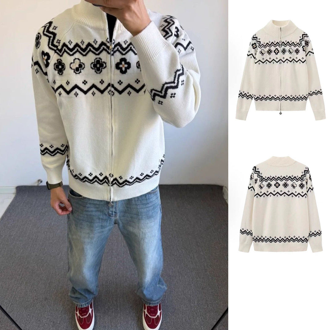 Damen Modischer Strickpullover mit Stehkragen und Reißverschluss Echoarchiv
