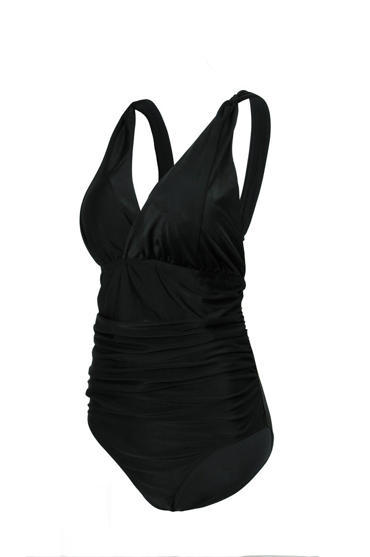 Damen Eleganter Einteiler Badeanzug mit Wickeloptik und Raffung Echo Archiv