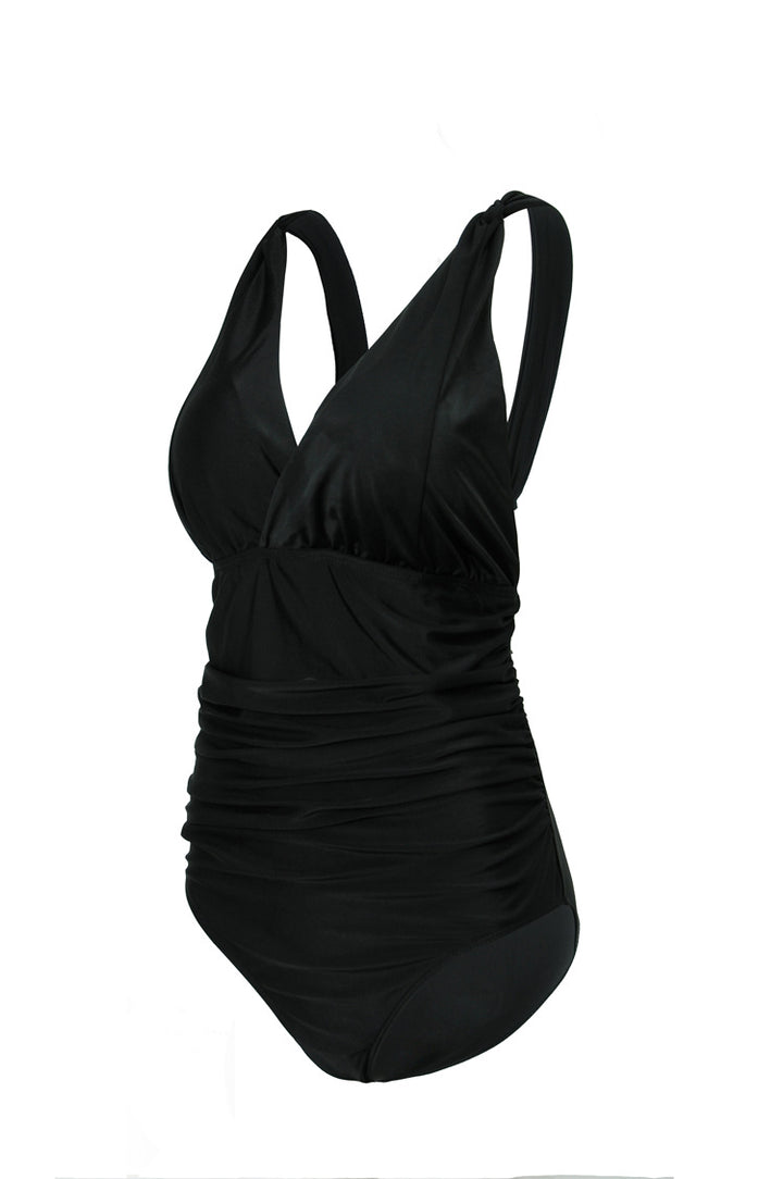 Damen Eleganter Einteiler Badeanzug mit Wickeloptik und Raffung Echo Archiv