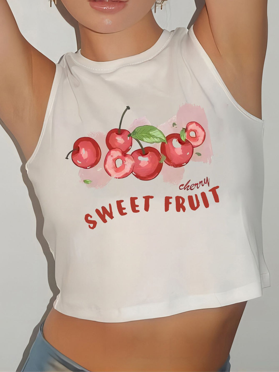 Damen Crop-Top mit modernem Grafikdruck und trendiger Schnalle Echo Archiv