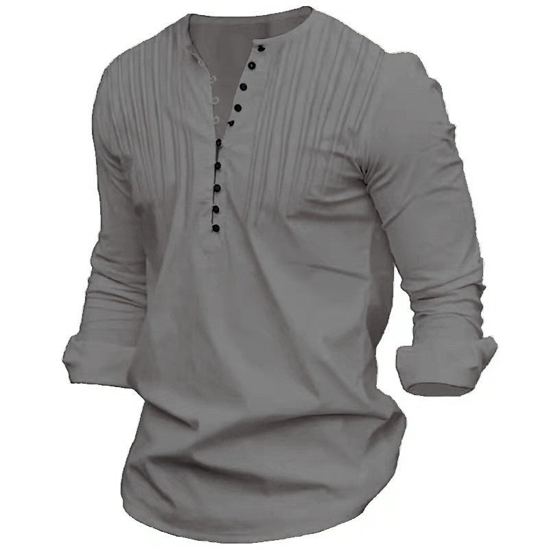 Herren Langarmshirt mit feinen Falten und Knopfleiste Echoarchiv