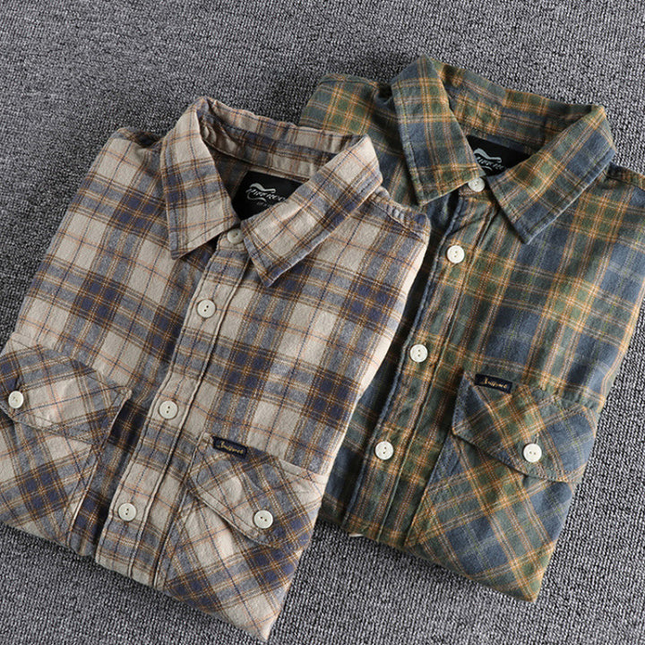 Herren Karo-Flanell-Hemd mit Brusttaschen und legerer Relaxed‑Passform Echoarchiv