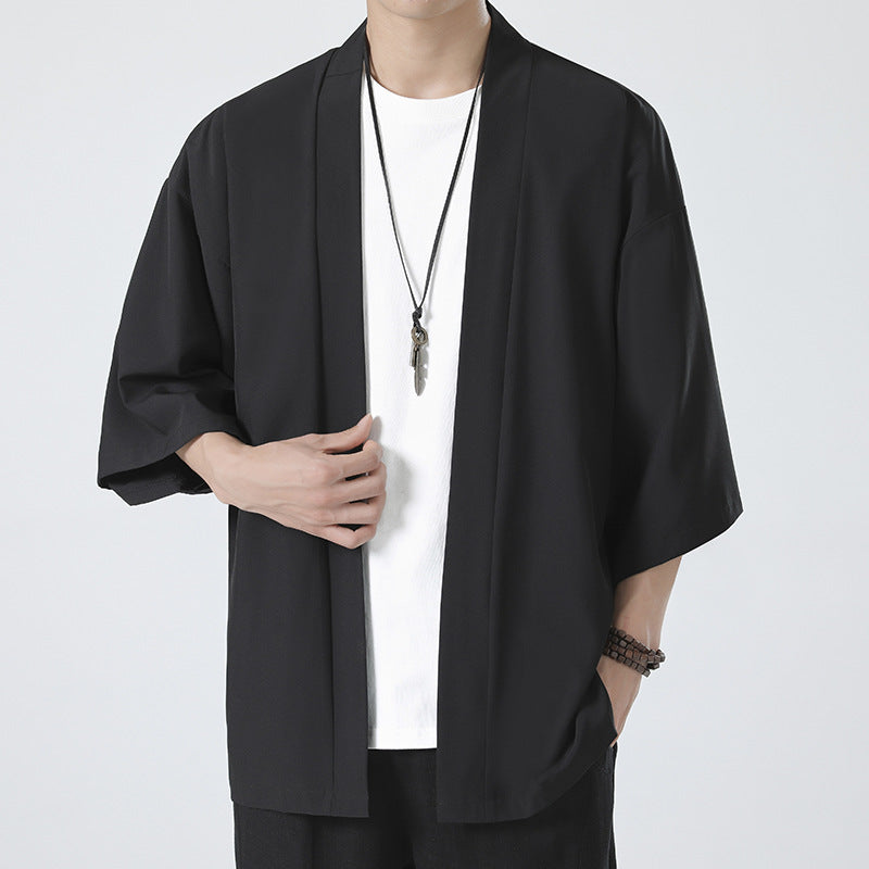 Herren nan kimonoartige Kurzjacke im Oversize-Stil mit offenem Schnitt und weichem Fall Echo Archiv