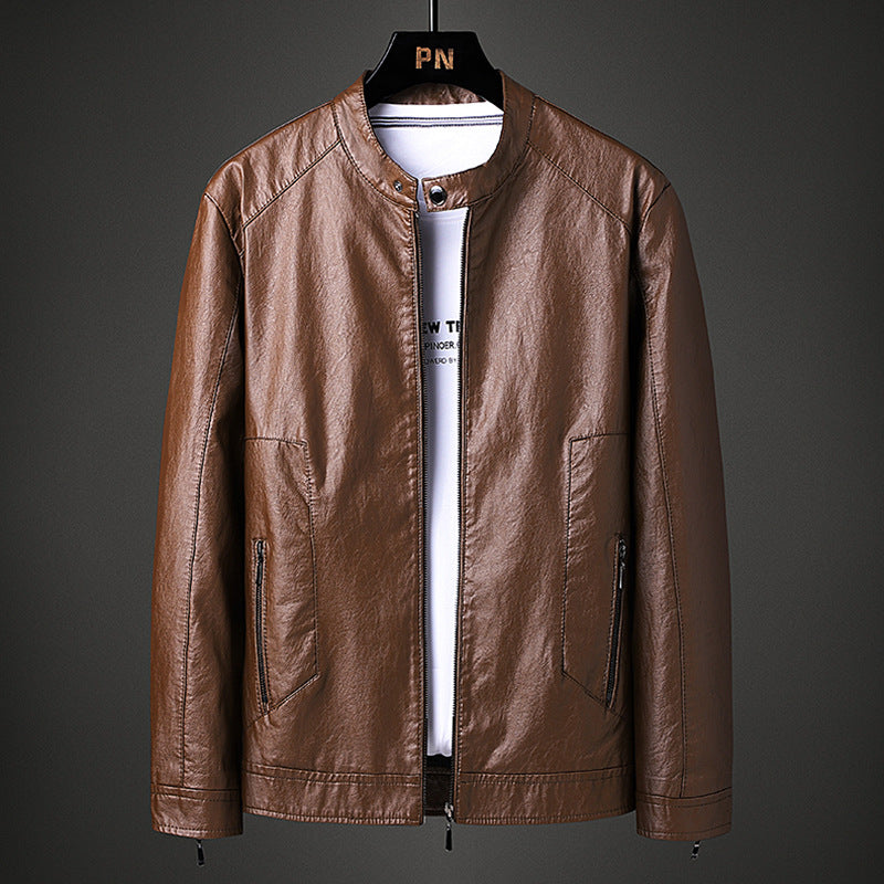 Herren modische Kunstlederjacke mit modernem Schnitt und praktischen Taschen Echoarchiv