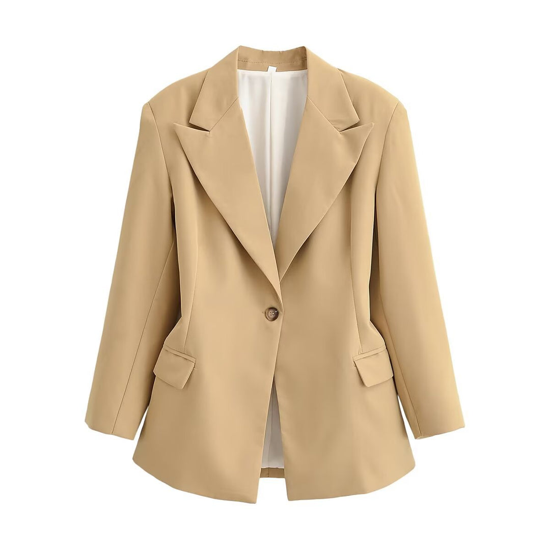 Damen Oversize-Blazer mit weitem Revers, Ein-Knopf-Verschluss und Pattentaschen Echo Archiv