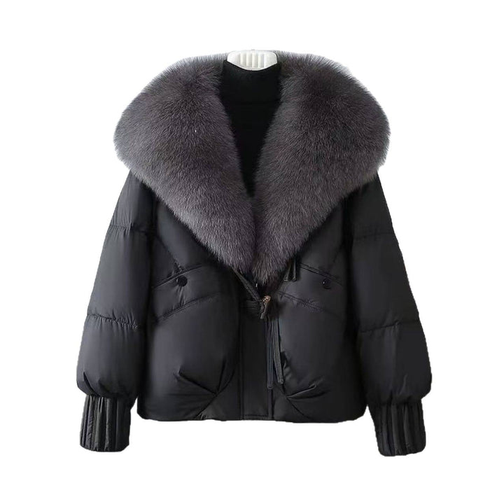 Damen nan kurze wattierte Steppjacke mit voluminösem Kunstfellkragen und Taillenzug Echo Archiv