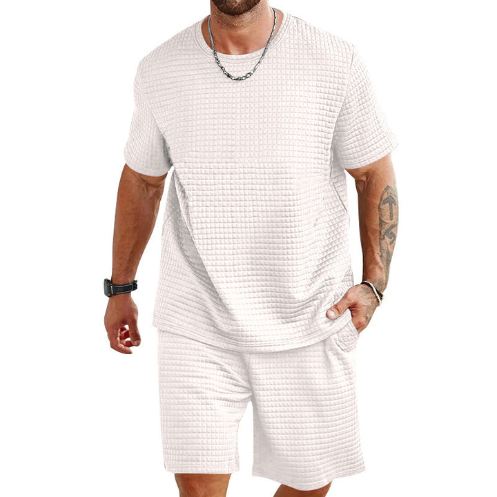 Herren lässiges T-Shirt und Shorts Set aus strukturierter Baumwolle Echoarchiv