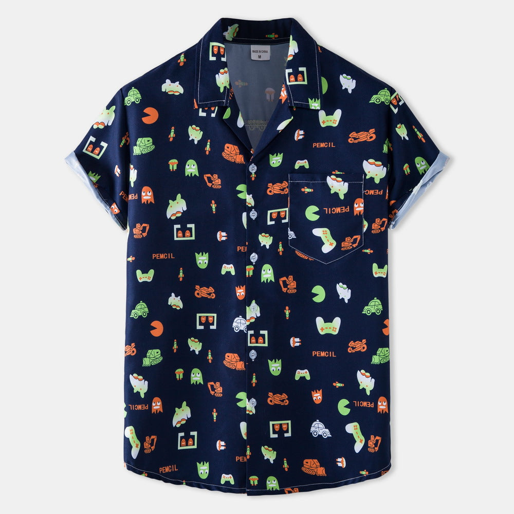 Herren Kurzarmhemd mit kreativem Retro-Design Echoarchiv