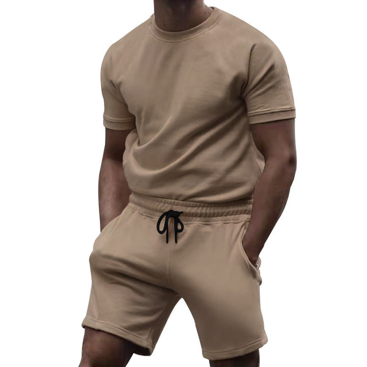 Herren lässiges Sportoberteil und Shorts-Set mit elastischem Bund Echoarchiv