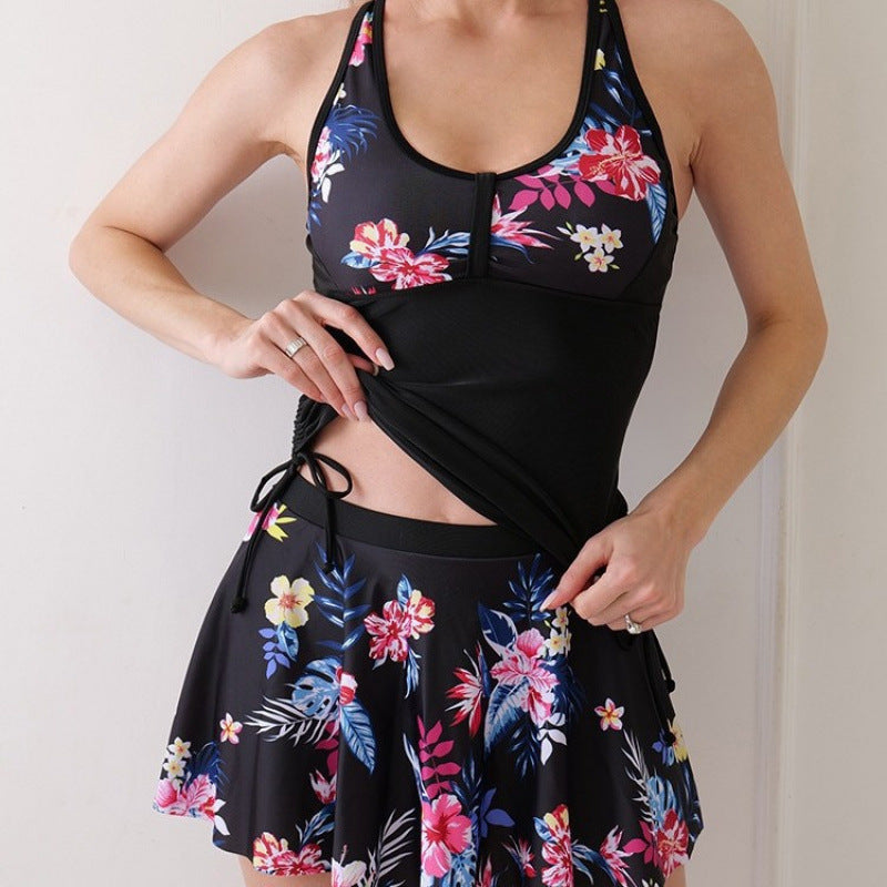 Damen Tankini-Set mit floralem Rock und figurformendem Oberteil Echo Archiv