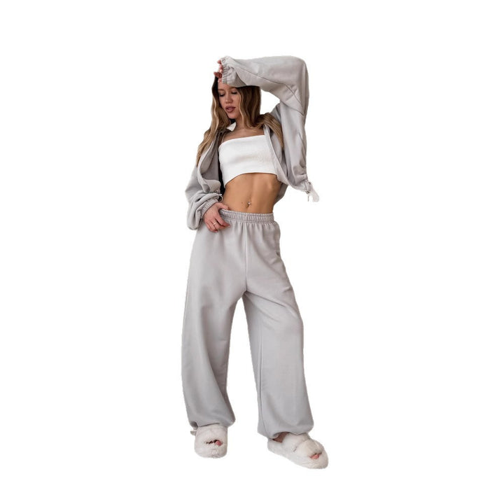 Damen oversized Kapuzenjacke mit Reißverschluss und weiten Jogginghose Lounge-Set – Auréline