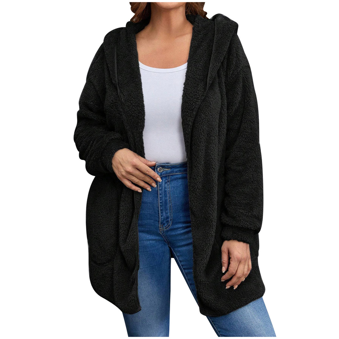 Damen nan kuschelige Teddy-Fleece Kapuzenjacke mit großen Eingrifftaschen und entspannter Silhouette Echo Archiv