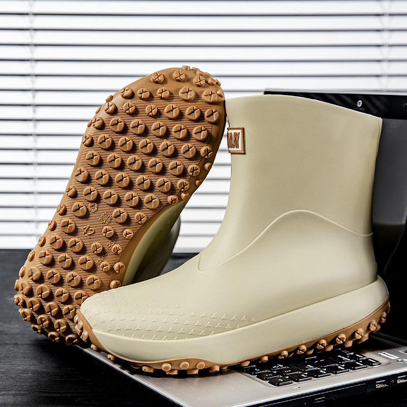 Unisex Wasserdichte Kurz-Gummistiefel mit rutschfester Noppenlaufsohle und wärmeisolierender Innensohle Echoarhiv