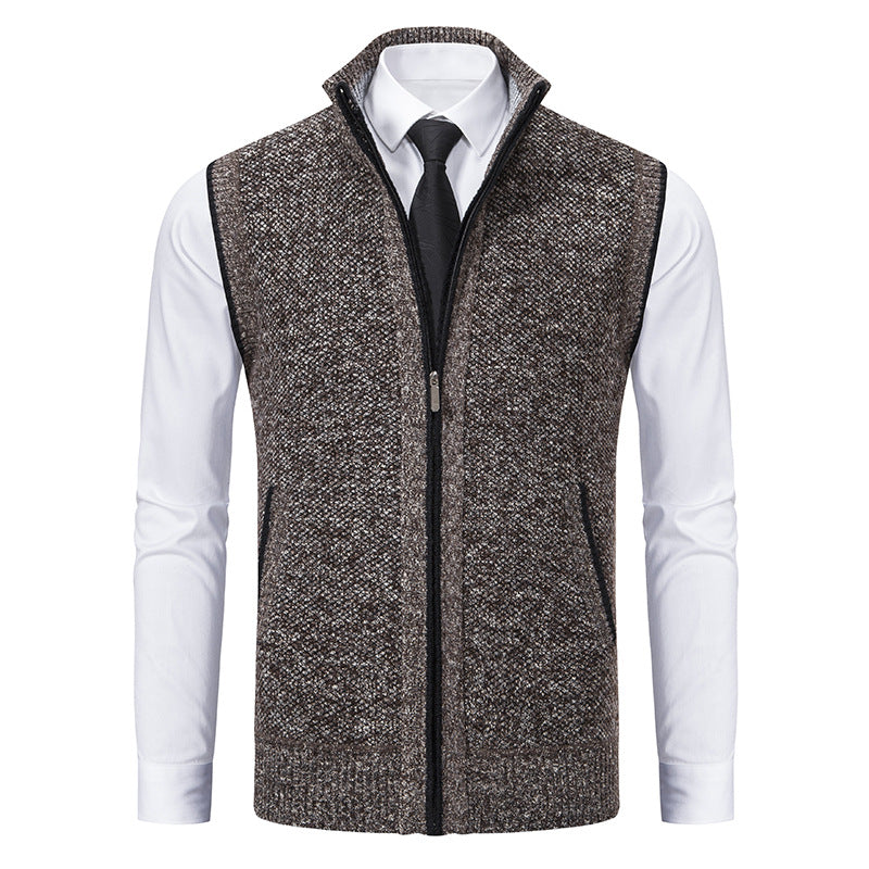 Herren nan elegante Strickweste mit Stehkragen und verdecktem Reißverschluss Echo Archiv
