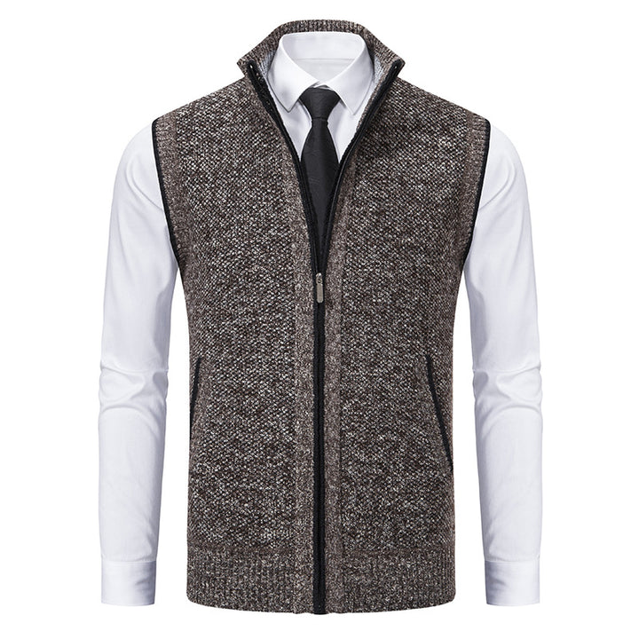 Herren nan elegante Strickweste mit Stehkragen und verdecktem Reißverschluss Echo Archiv