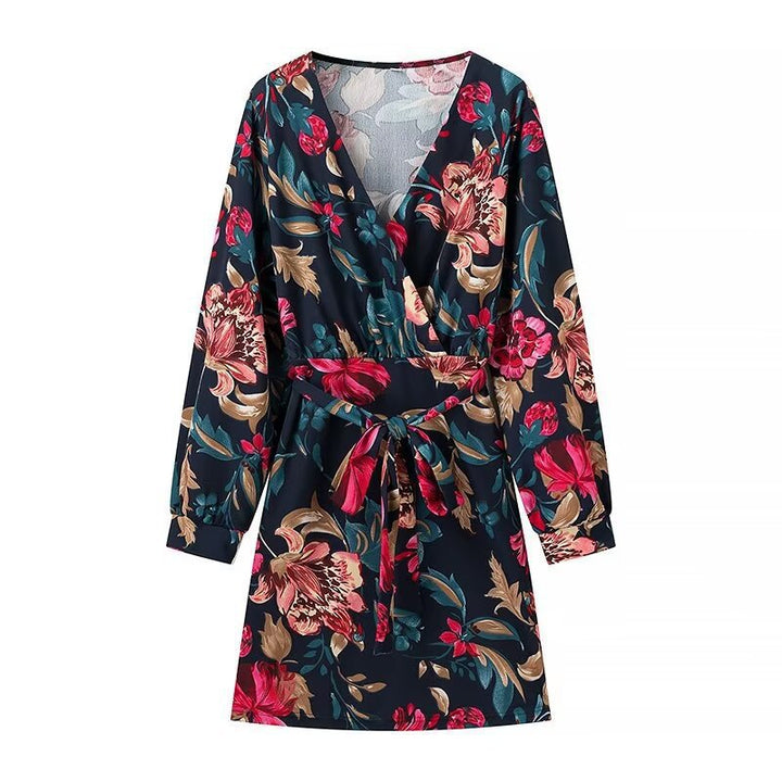 Damen Wickel‑Minikleid mit floralem Alloverprint, V‑Ausschnitt und Taillenband Echo Archiv