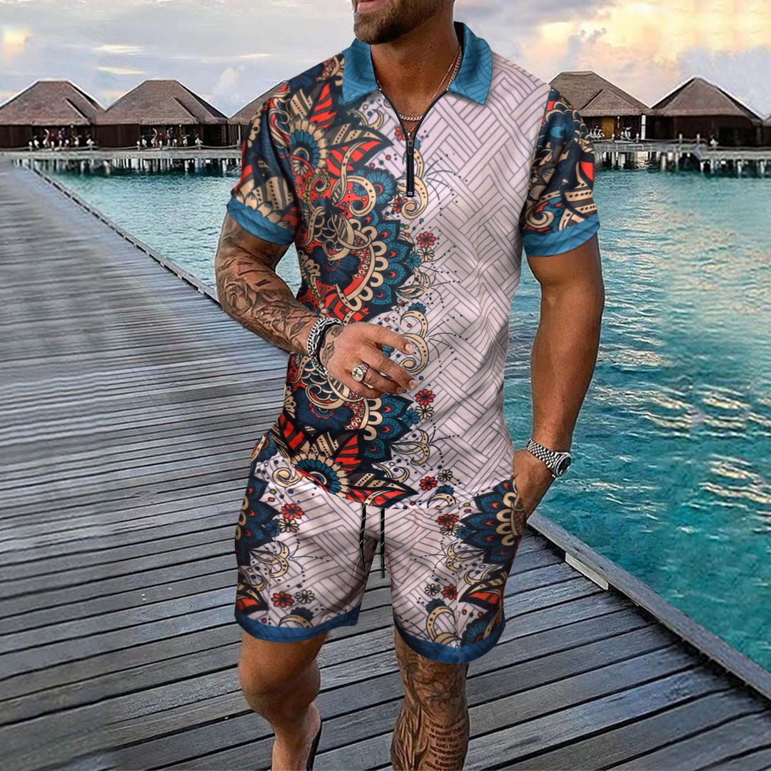 Herren Freizeit-Set mit modernem Druckdesign und praktischen Taschen Echoarchiv