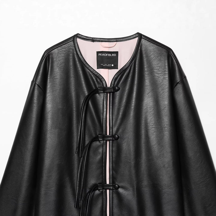 Damen nan Oversized Kunstlederjacke mit Knebelverschlüssen und aufgesetzten Pattentaschen Echo Archiv