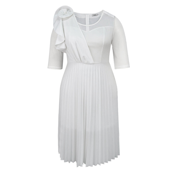 Damen Faltendes Kurzes Kleid mit innovativem Einschlag und transparenten Ärmeln Echo Archiv