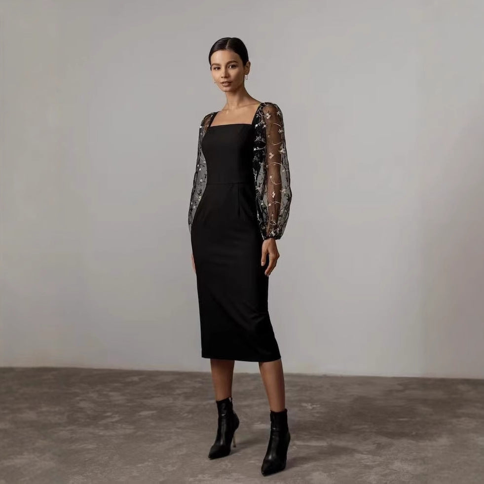 Damen Kleid mit romantischen transparenten Puffärmeln Echo Archiv