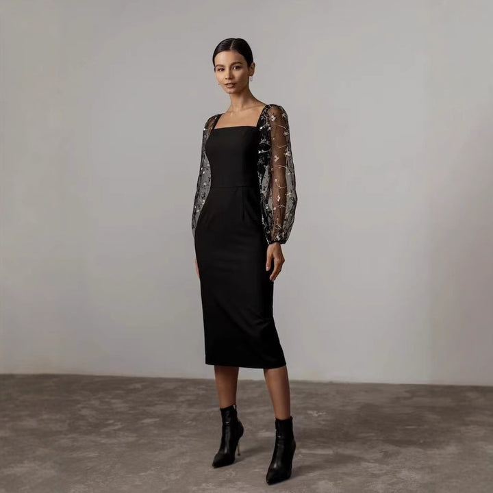Damen Kleid mit romantischen transparenten Puffärmeln Echo Archiv