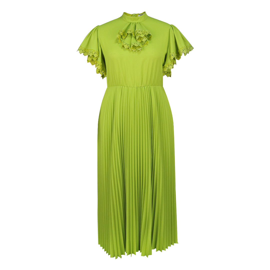 Damen Elegantes Maxi-Kleid mit Plisseefalten und Rüschendetails Echo Archiv