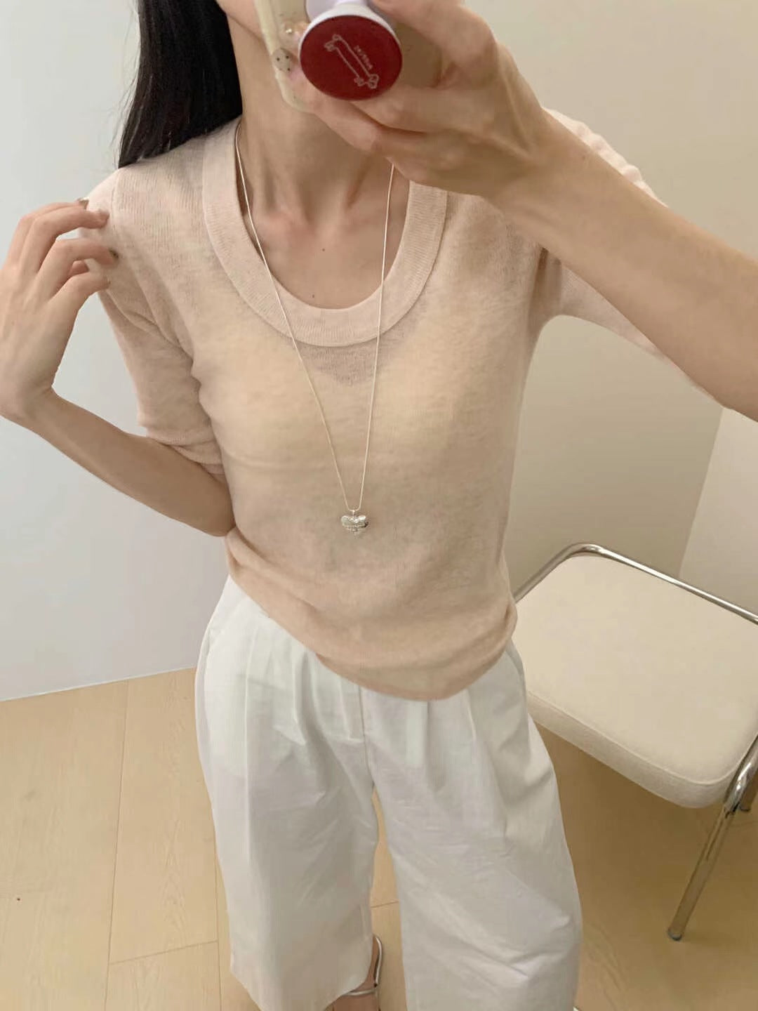Damen Feines Feinstrick-Shirt mit tiefem Rundhals und dreiviertel Ärmeln Echo Archiv