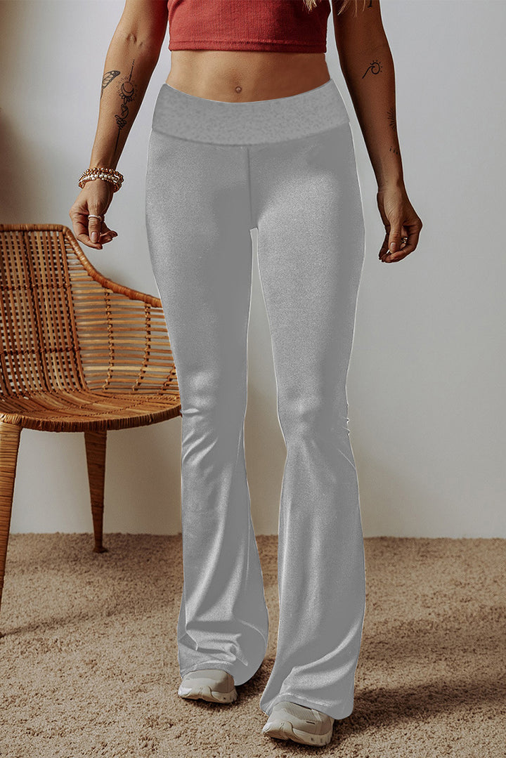 Damen High-Waist Flare-Hosen aus Stretch-Jersey mit weitem Schlag Echoarchiv
