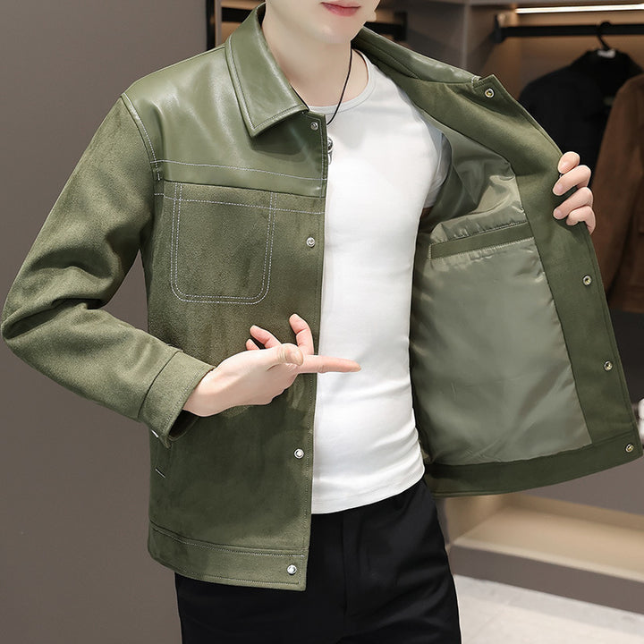 Herren Modische Velourslederjacke Echo Archiv