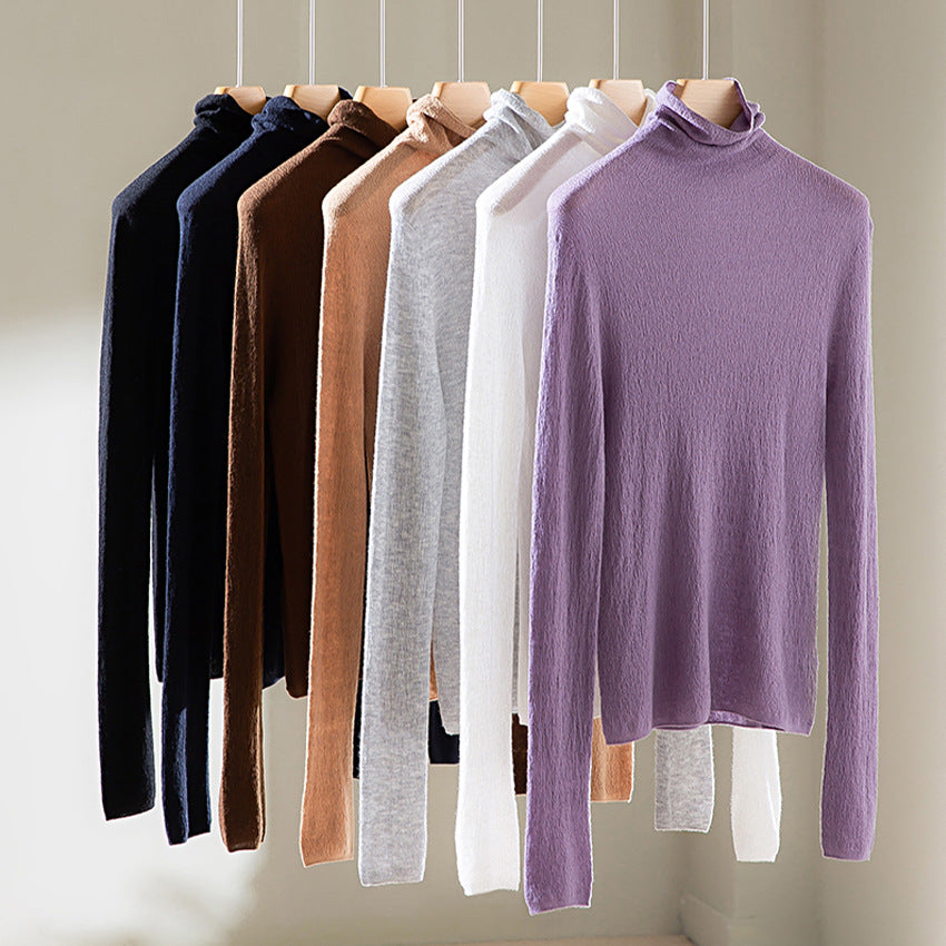 Damen Feiner ultraleichter Rollkragenpullover aus Stretch‑Feinstrick Echoarchiv