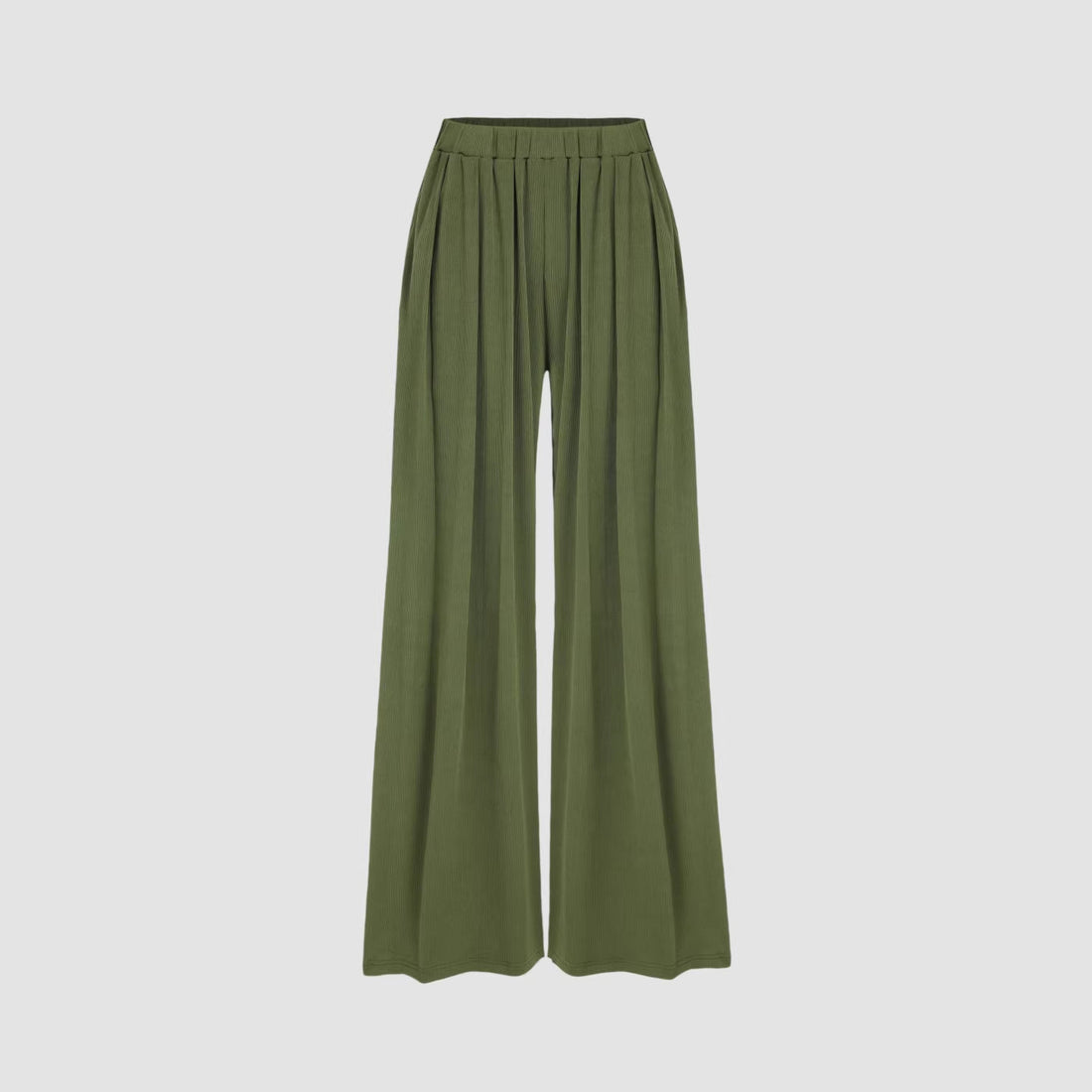 Damen Weite Palazzo-Strickhose mit hohem Elastikbund und feiner Rippstruktur – Avélisse