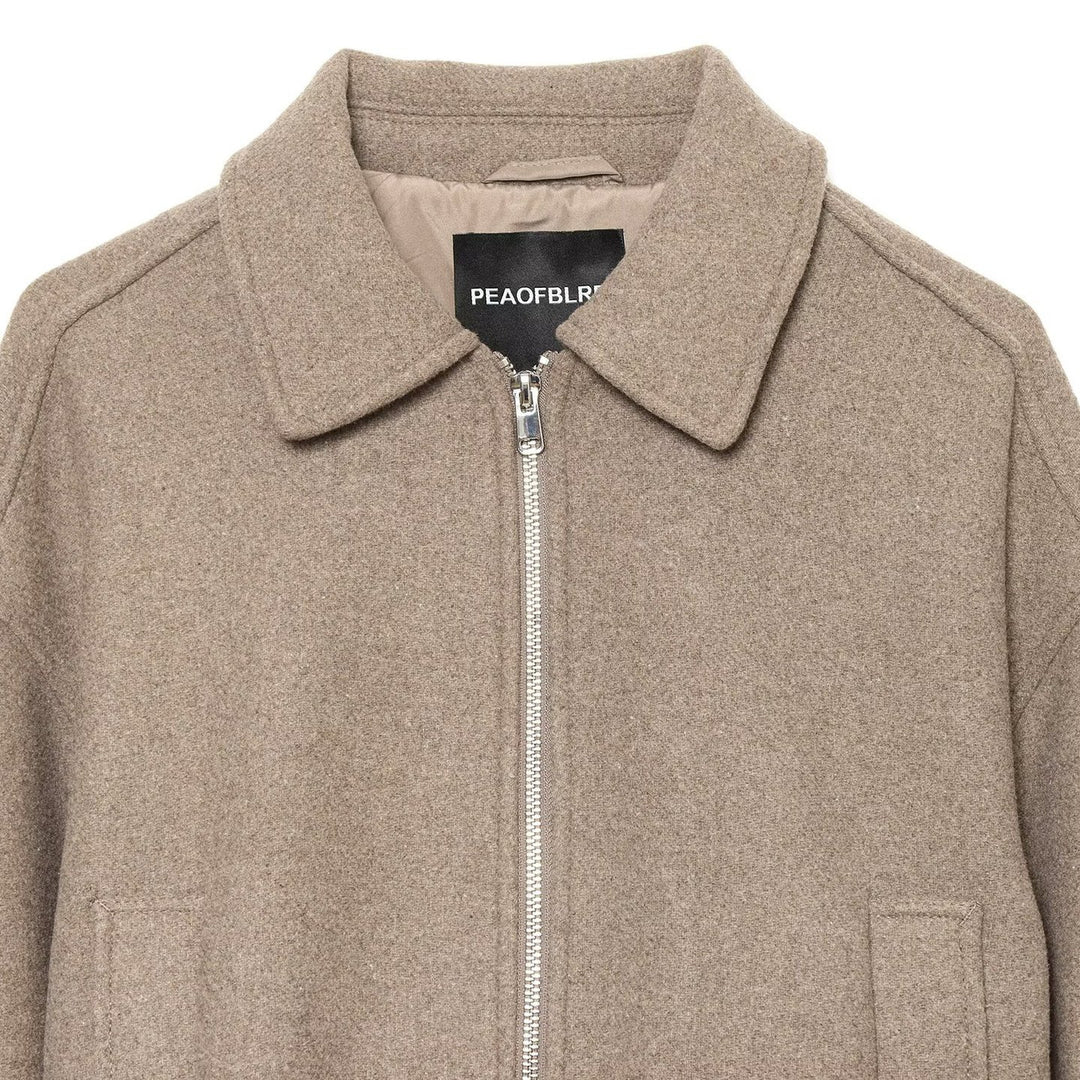 Damen Kurze Wollmix-Jacke mit Frontreißverschluss und Kordelzugsaum Echoarchiv