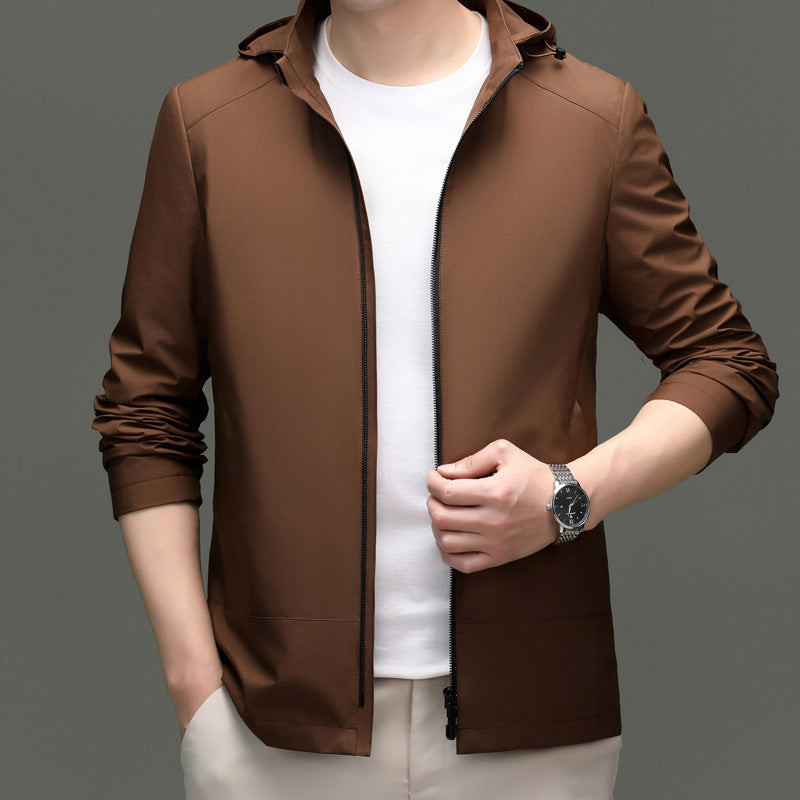 Herren elegante Übergangsjacke mit verstellbarem Kapuzenkragen und wasserabweisendem Material Echoarchiv