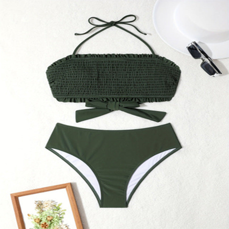 Damen Bikini-Set mit modischem Bandeau-Oberteil und hoch geschnittenem Slip Echo Archiv