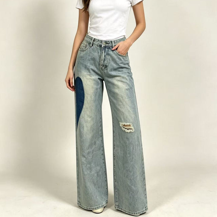 Damen weit geschnittene Denim-Jeans mit einzigartigen Farbakzenten Echo Archiv