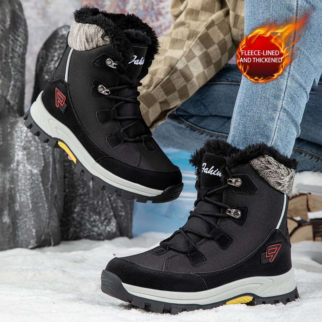Damen Gefütterte Winter‑Trekkingstiefel mit Kunstfellkragen und griffiger Profilsohle Echo Archiv