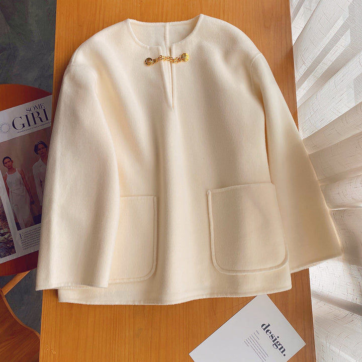 Damen Stilvolle Wolljacke mit langen Ärmeln Echoarchiv