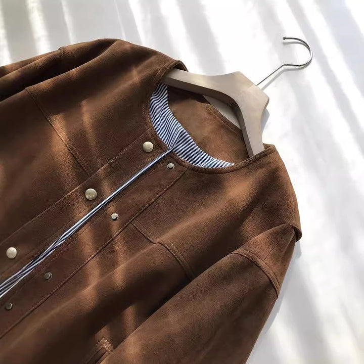 Damen Modische und lässige Wildlederjacke Echoarchiv