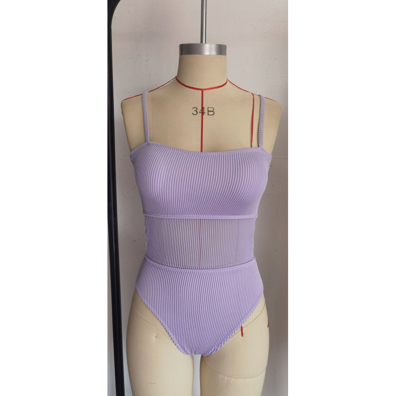 Damen Einteiler Badeanzug mit elegantem Rippendesign und figurschmeichelnder Silhouette Echo Archiv