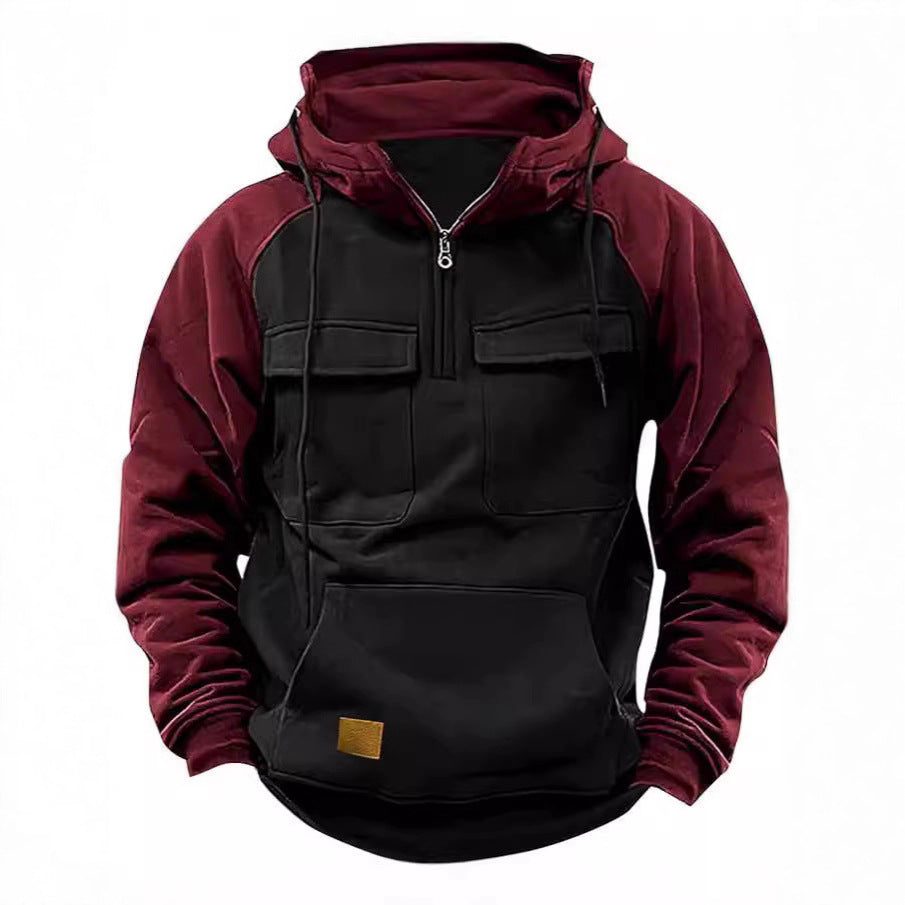 Herren stylischer Kapuzenpullover mit praktischen Taschen und hohem Kragen Echoarchiv