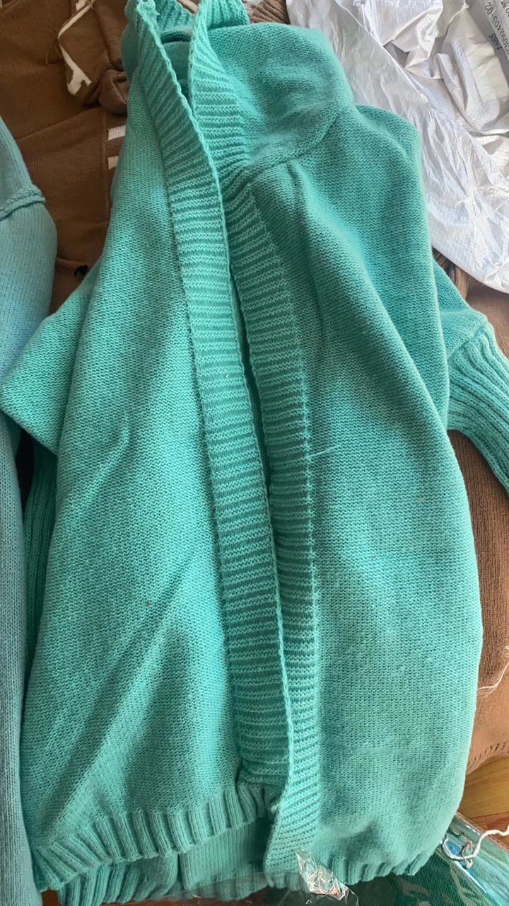 Damen Longline Kapuzen-Strickcardigan mit offener Front – Veloura
