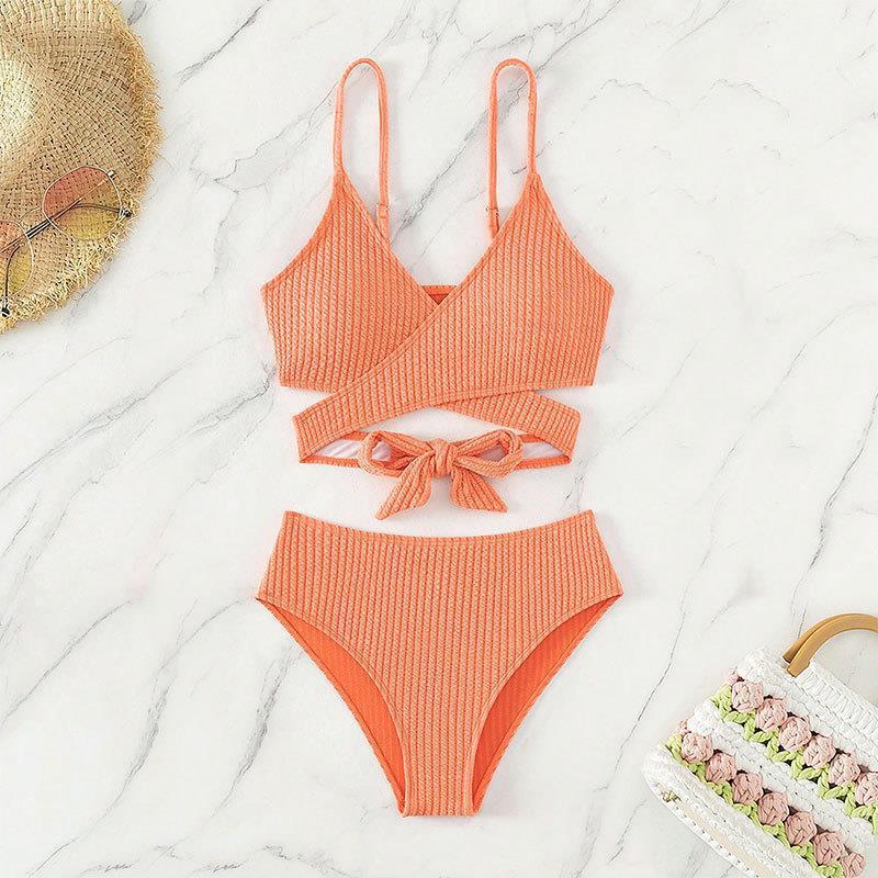 Damen Hoch tailliertes Bikini-Set mit gekreuztem Oberteil Echo Archiv