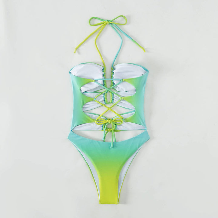 Damen Cut-Out Badeanzug mit Raffung und Trendfarben Echo Archiv